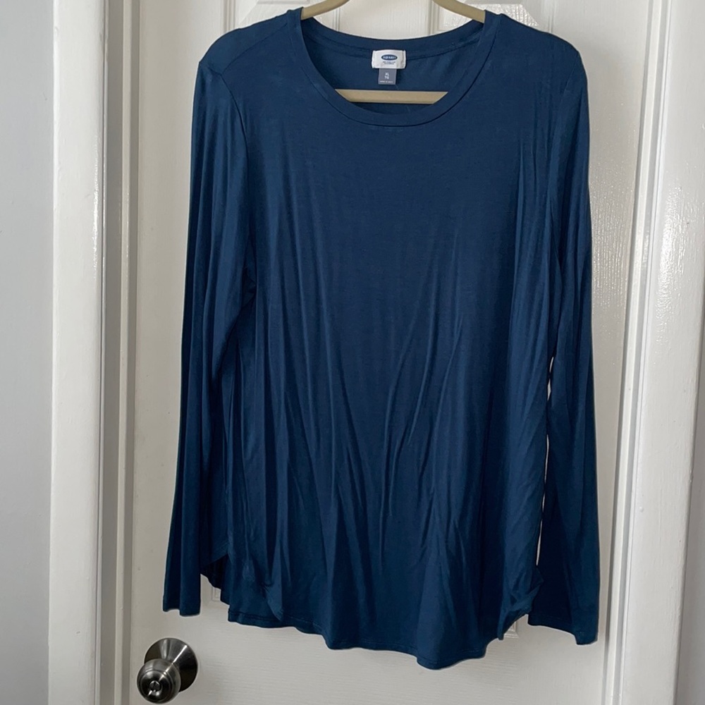 Old Navy dusty blue crew neck basic long sleeve stretchy too size XL new